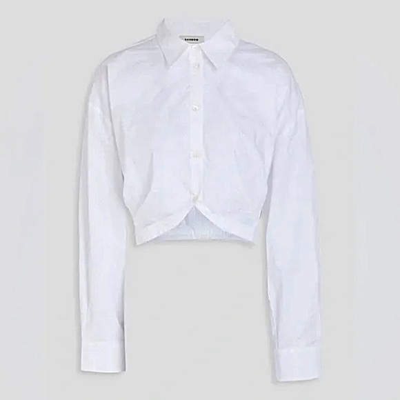 Sandro Tops - Sandro | White Button-Up Cropped Shirt